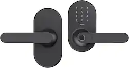 Aqara - Smart Lock U300 Matter over Thread Lever Set with Touchpad/NFC/Auto Lock/Home Key/Fingerprint/Bluetooth/Key Access - Black - Front_Zoom