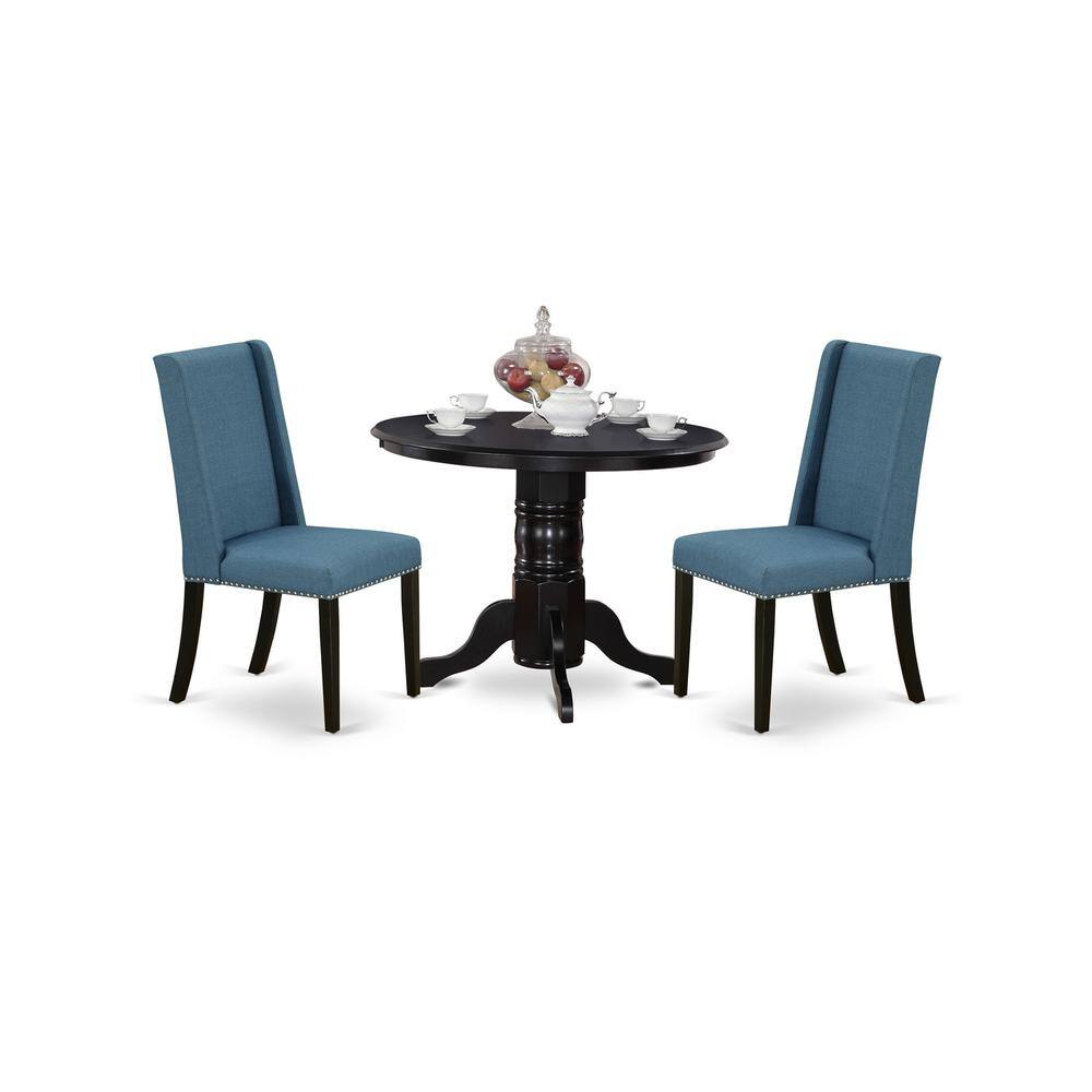 Back. East West Furniture - Dining Room Set Black - Brown.