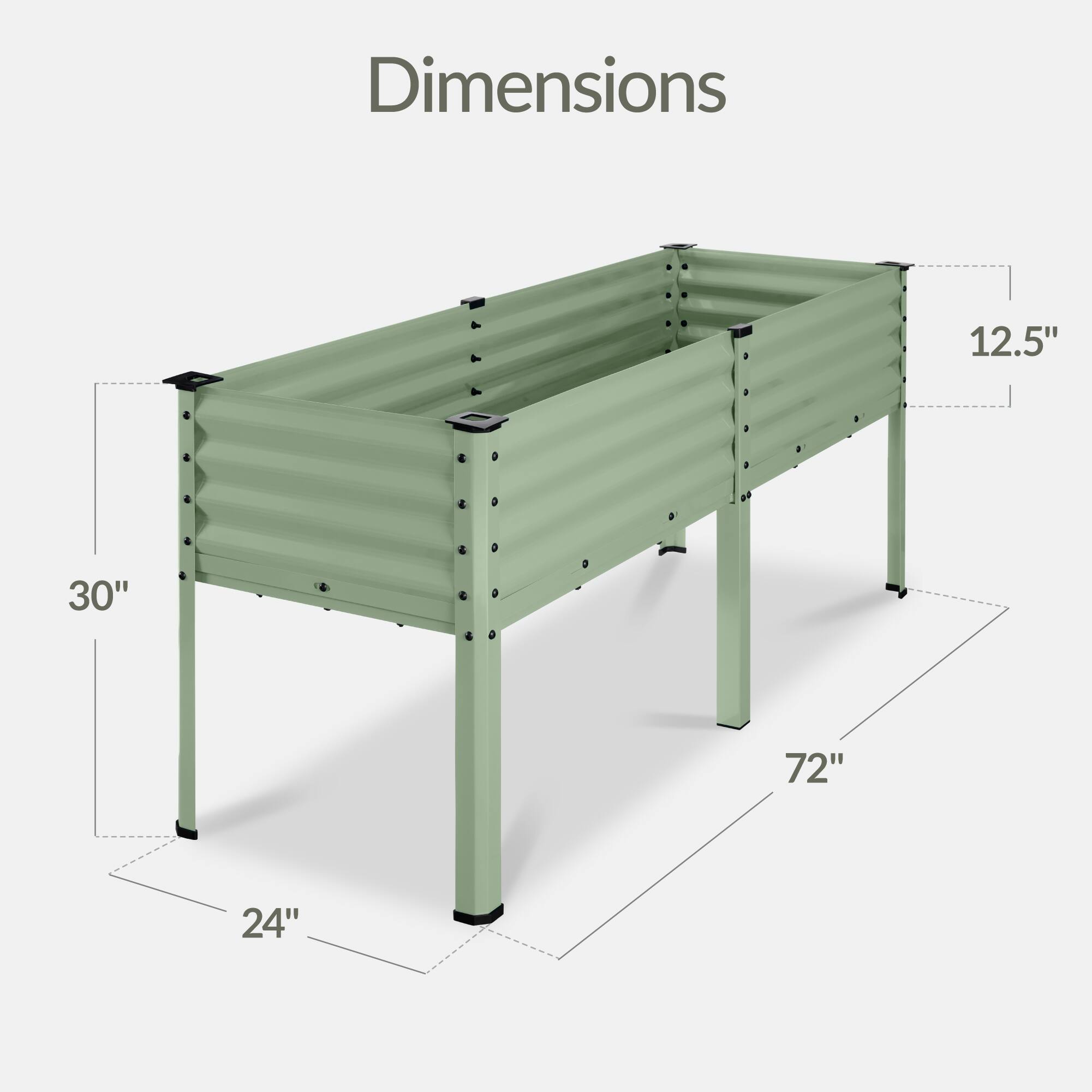 Dimensions: 12.5" x 30" x 72" x 24"