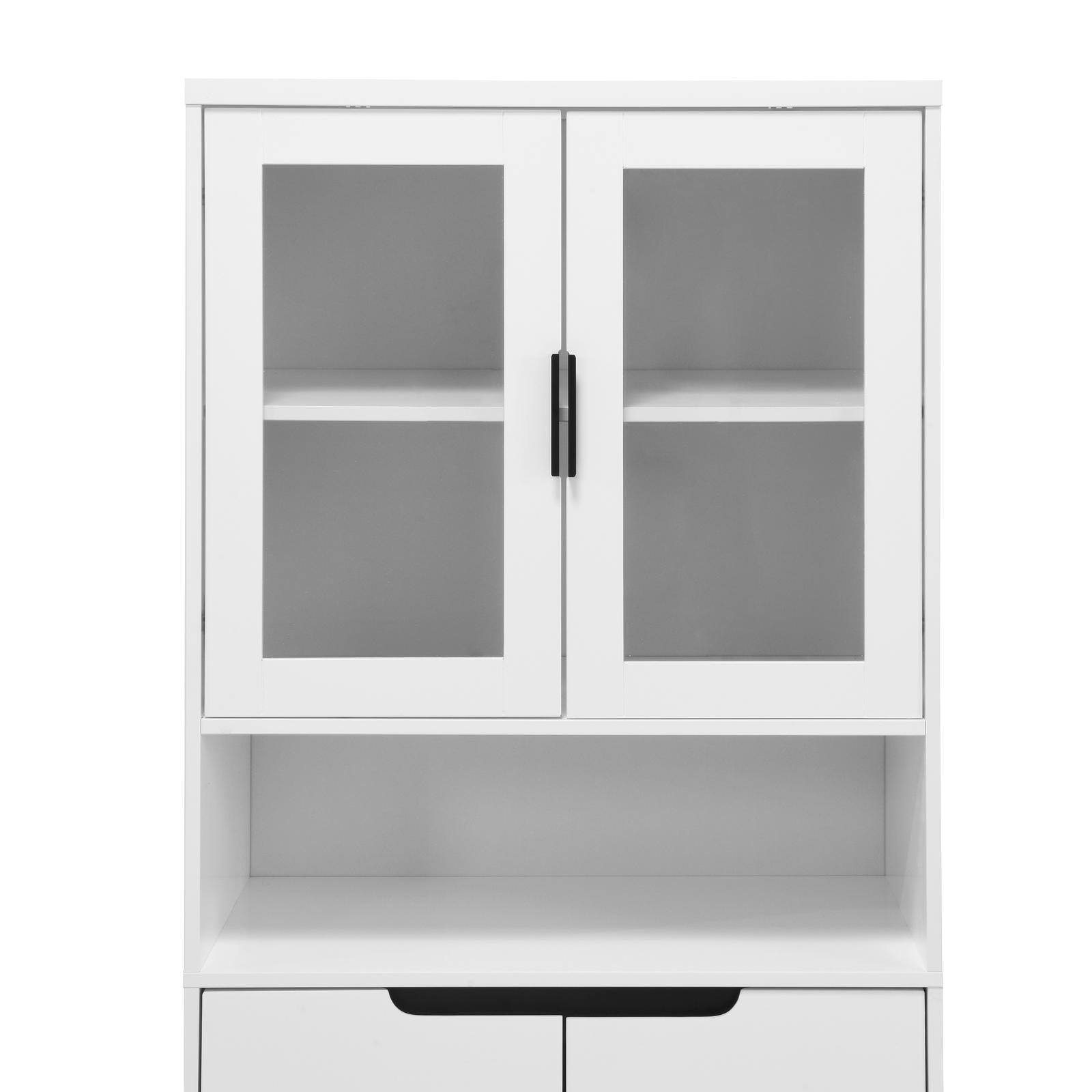 Alt View 2. Spaco - Spaco Tall Storage Bookcase 4-Door Tempered Glass, Adjustable Shelves MDF Cabinet, Living Room Bedroom Storage Organizer - White.