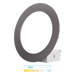 Infibrite - 6 In. Ultra-Thin Recessed LED Downlight 12W 1050LM 3CCT Selectable Wet Rated, Triac Dimmable Trim 6-Pack - Black
