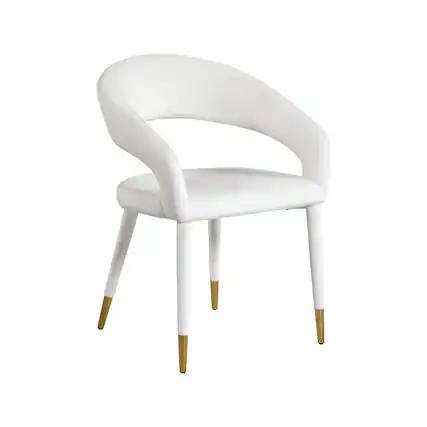 Front. Meridian Furniture - Destiny Cream Velvet Dining Chair - Beige.