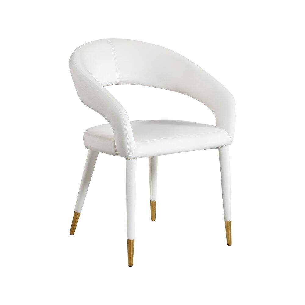 Front. Meridian Furniture - Destiny Cream Velvet Dining Chair - Beige.