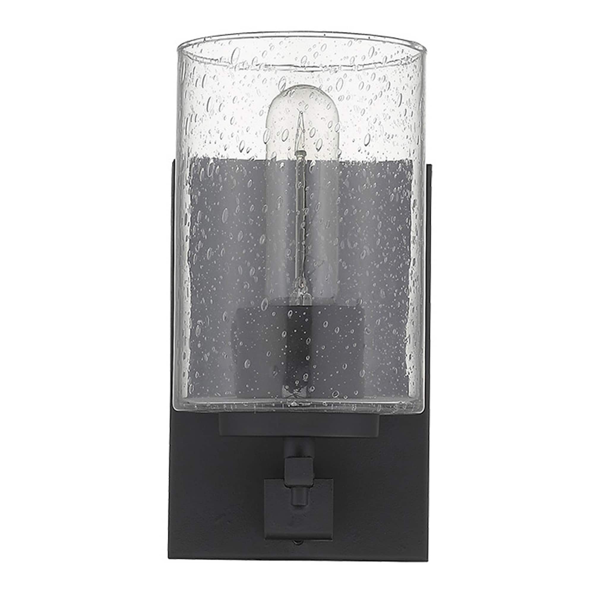 Hivvago - Metal and Textured Glass Wall Sconce - Black
