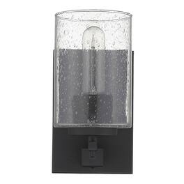 Hivvago - Metal and Textured Glass Wall Sconce - Black