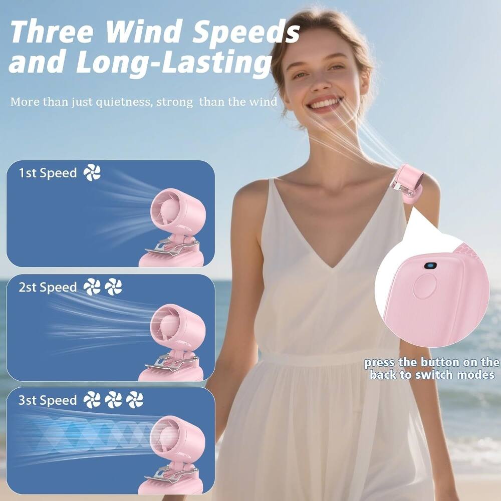 Three Wind Speeds and Long-Lasting  
More than just quietness, strong than the wind  

1st Speed  
2nd Speed  
3rd Speed  

press the button on the back to switch modes