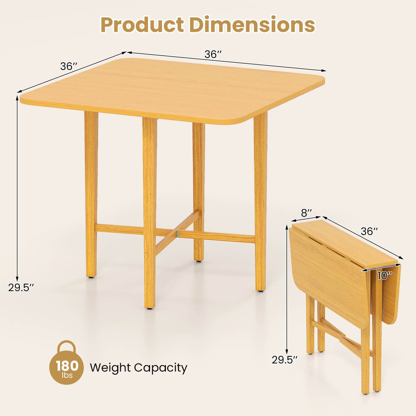 Product Dimensions  
36" x 36" x 29.5"  
8" x 36" x 10"  
Weight Capacity: 180 lbs