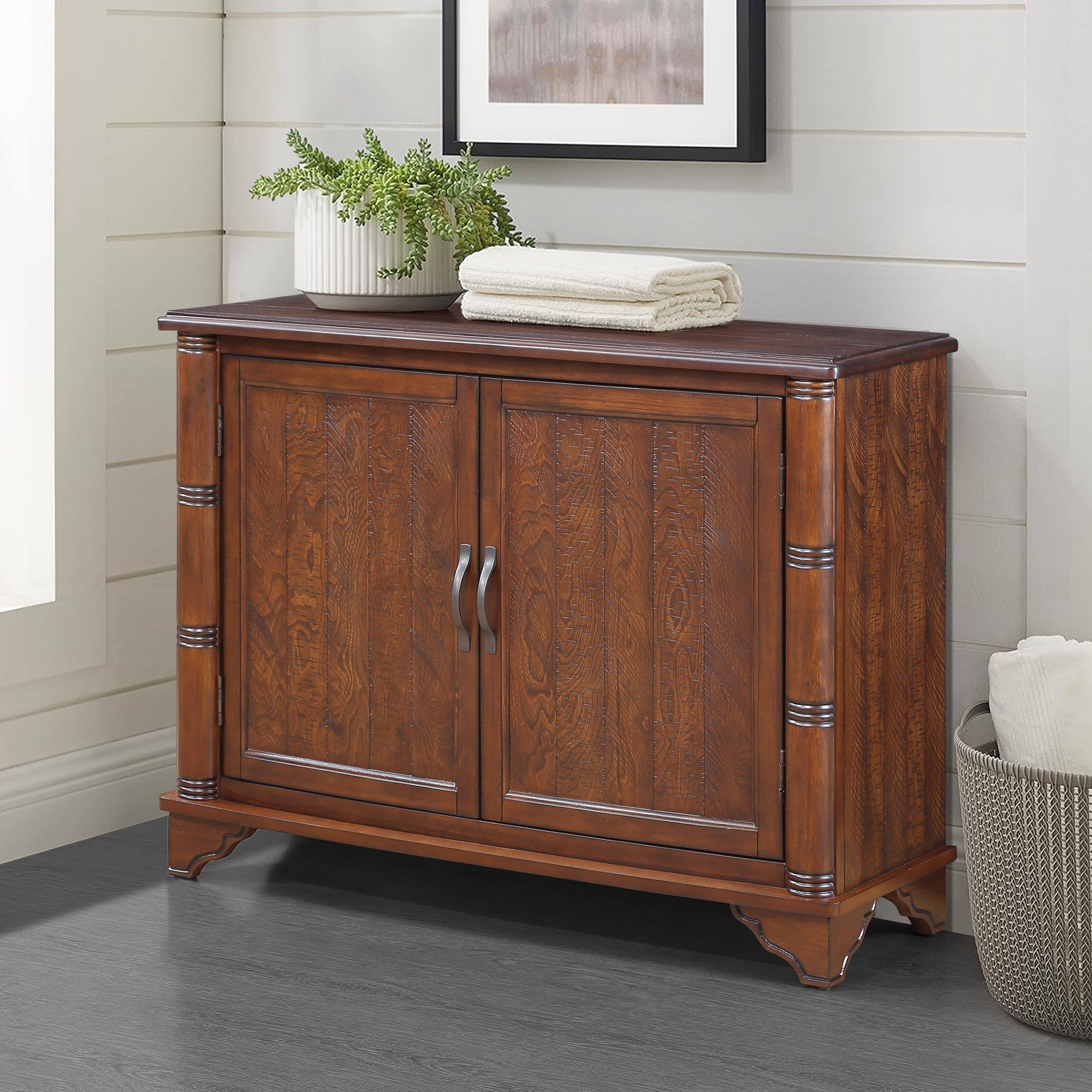 Angle. GOODSILO - Retro Console Table with Adjustable Storage Shelf for Entryway, Living Room, Hallway, and Foyer - Light Espresso.