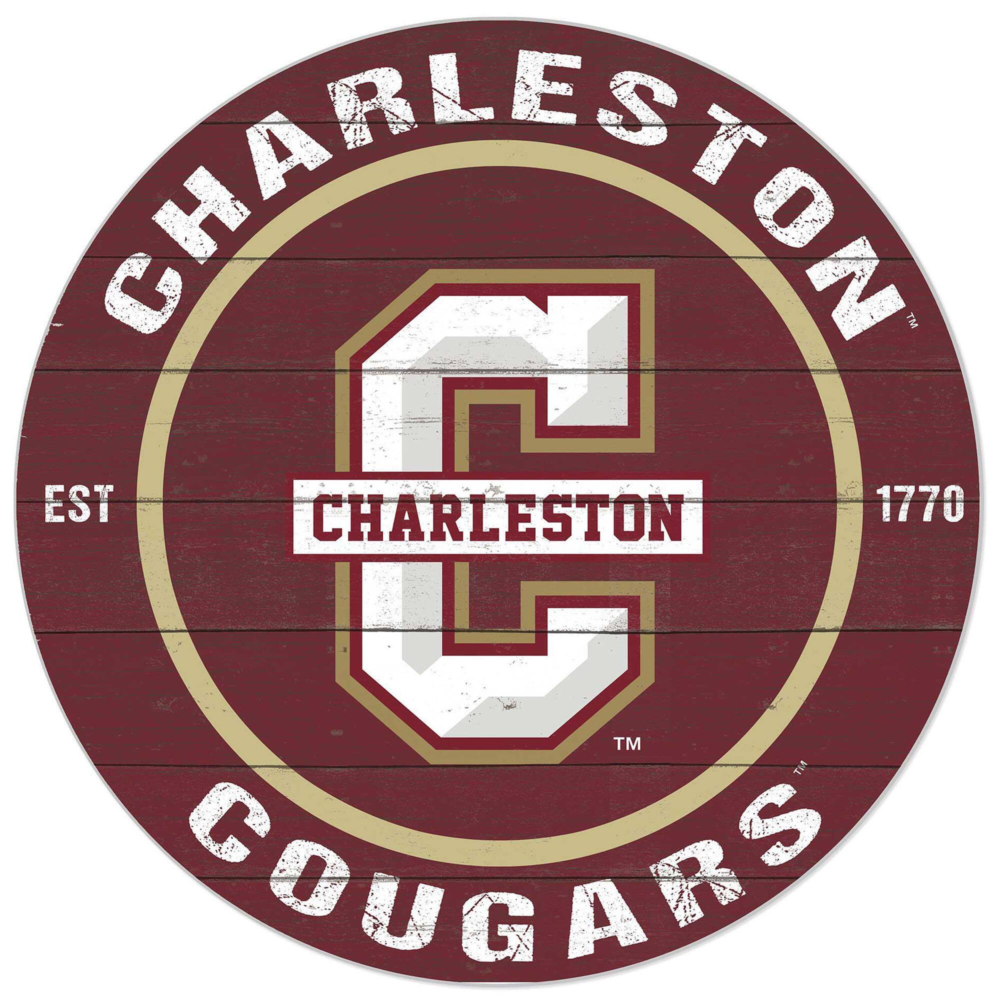 Maroon Charleston Cougars 20'' x 20'' Indoor/Outdoor Circle Sign