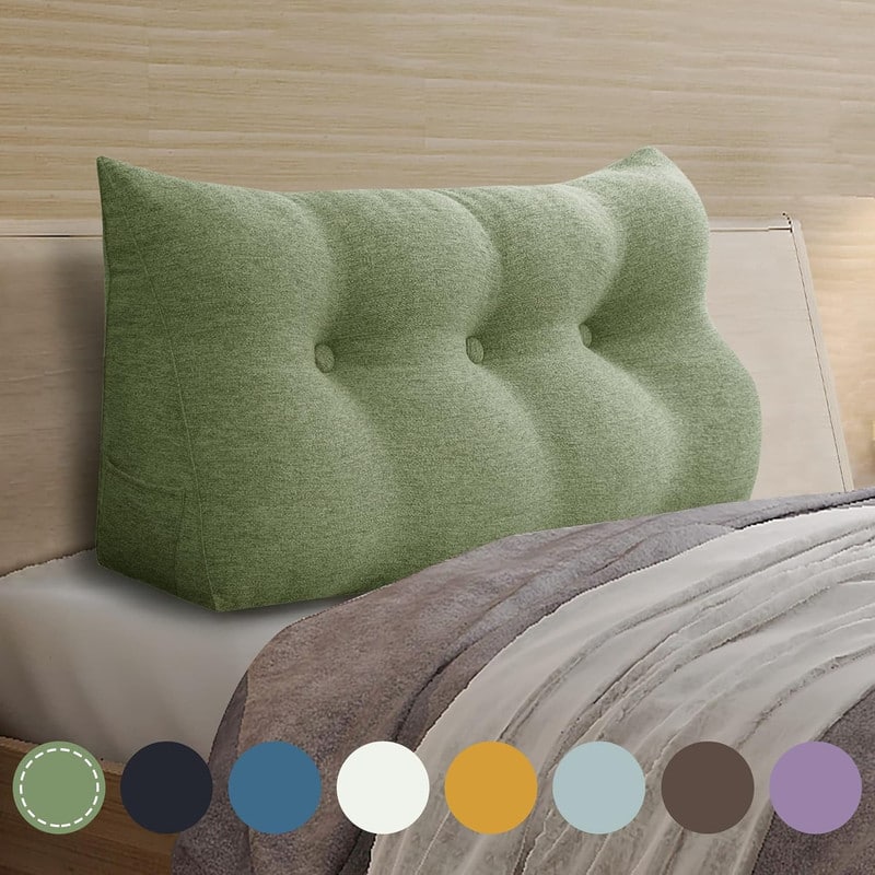 wowmax - Wedge Pillow Headboard for Twin - Sage Support Pillow with Washable Cover for Dorm - Green