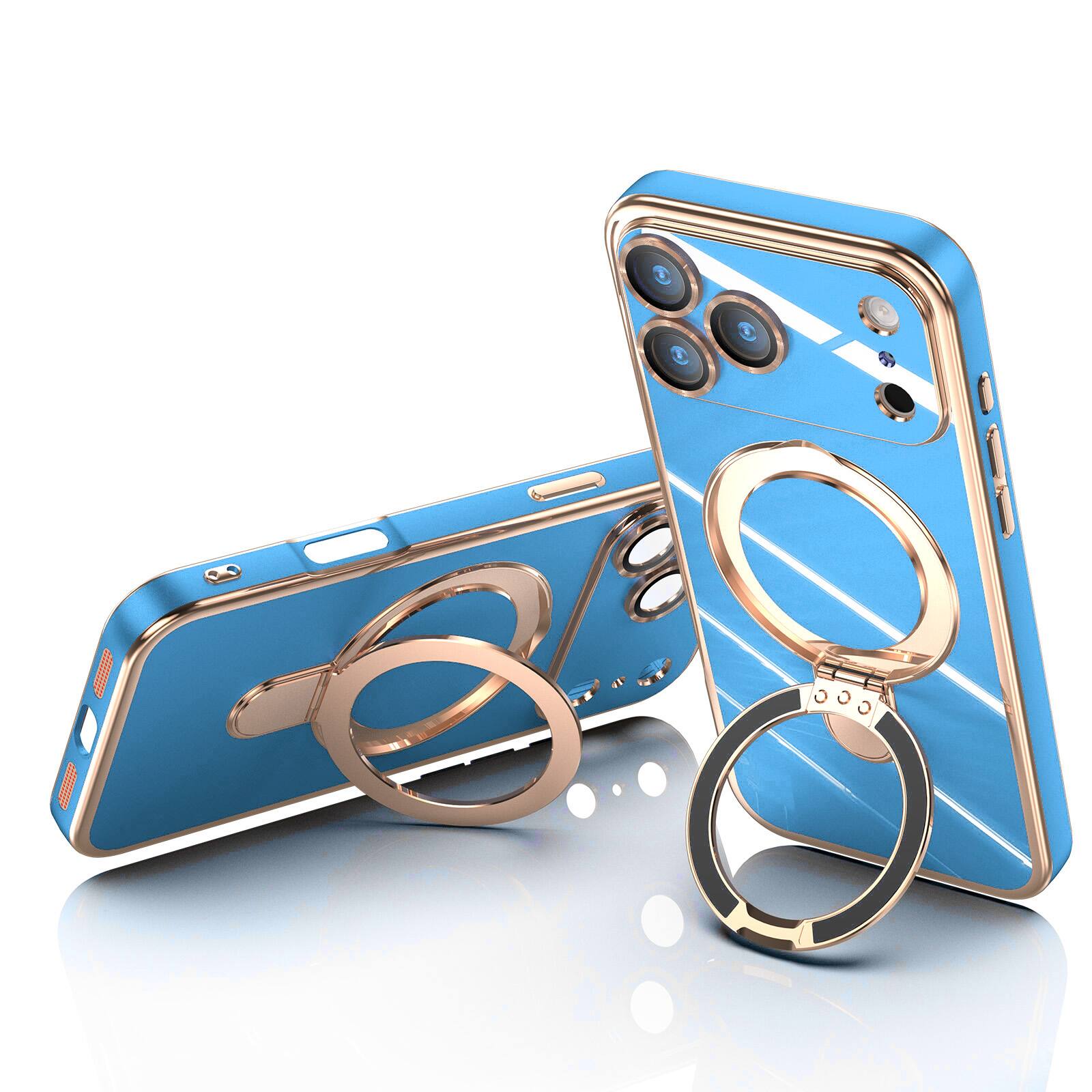 Alt View 1. UUCOVER - Magnetic Kickstand Case for Apple iPhone 18 Pro with Camera Lens Protector Cover, Shockproof Electroplated Phone Shell - Skyblue.