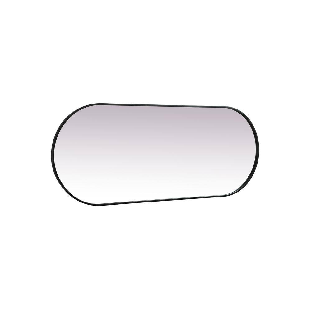 Left. Elegant Decor - Metal Frame Oval Mirror 24x60 Inch in Black - Black.