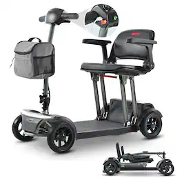 Loheer - Lightweight Folding Mobility Scooter for Adults Grey Compact Travel Scooter Airline Approved - Gray