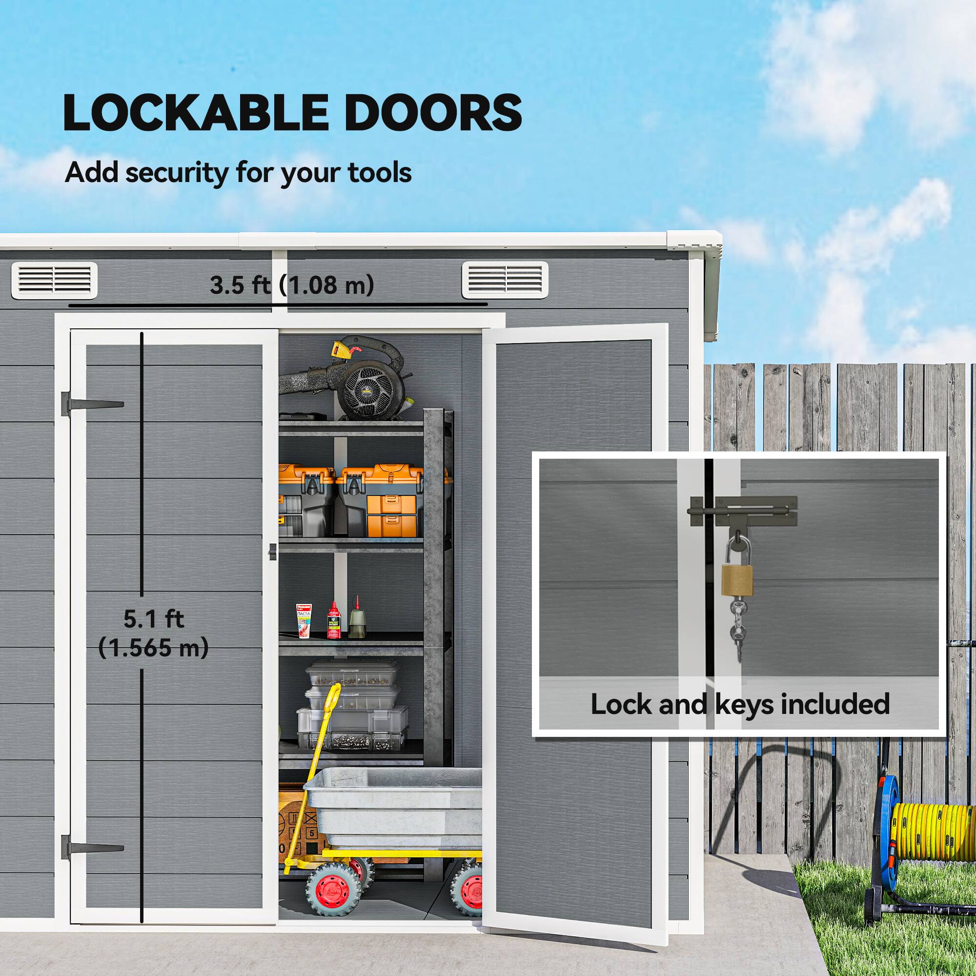 Outsunny x 4' Plastic Outdoor Storage Shed with Floor, Window 84H