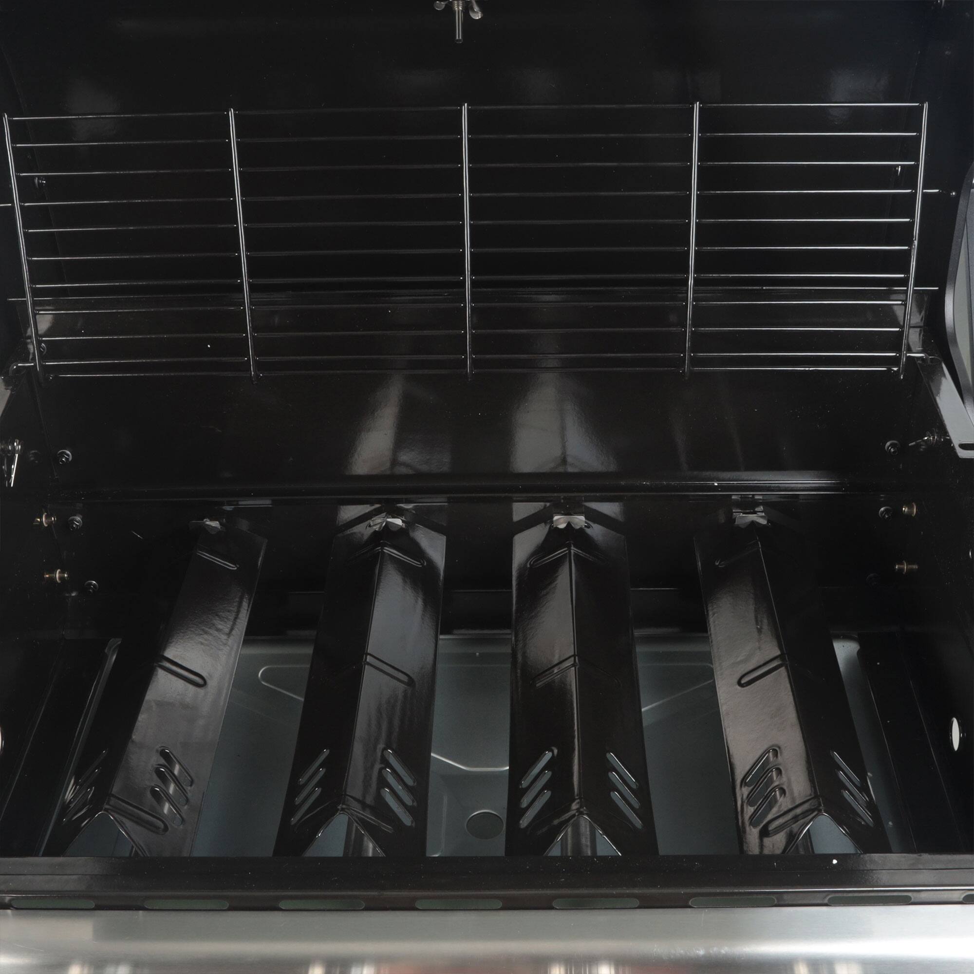 Alt View 3. Grill Boss - Grill Boss 4-Burner Gas Grill with Side Burner, Cover, Shelves, & Bottle Opener - Black.