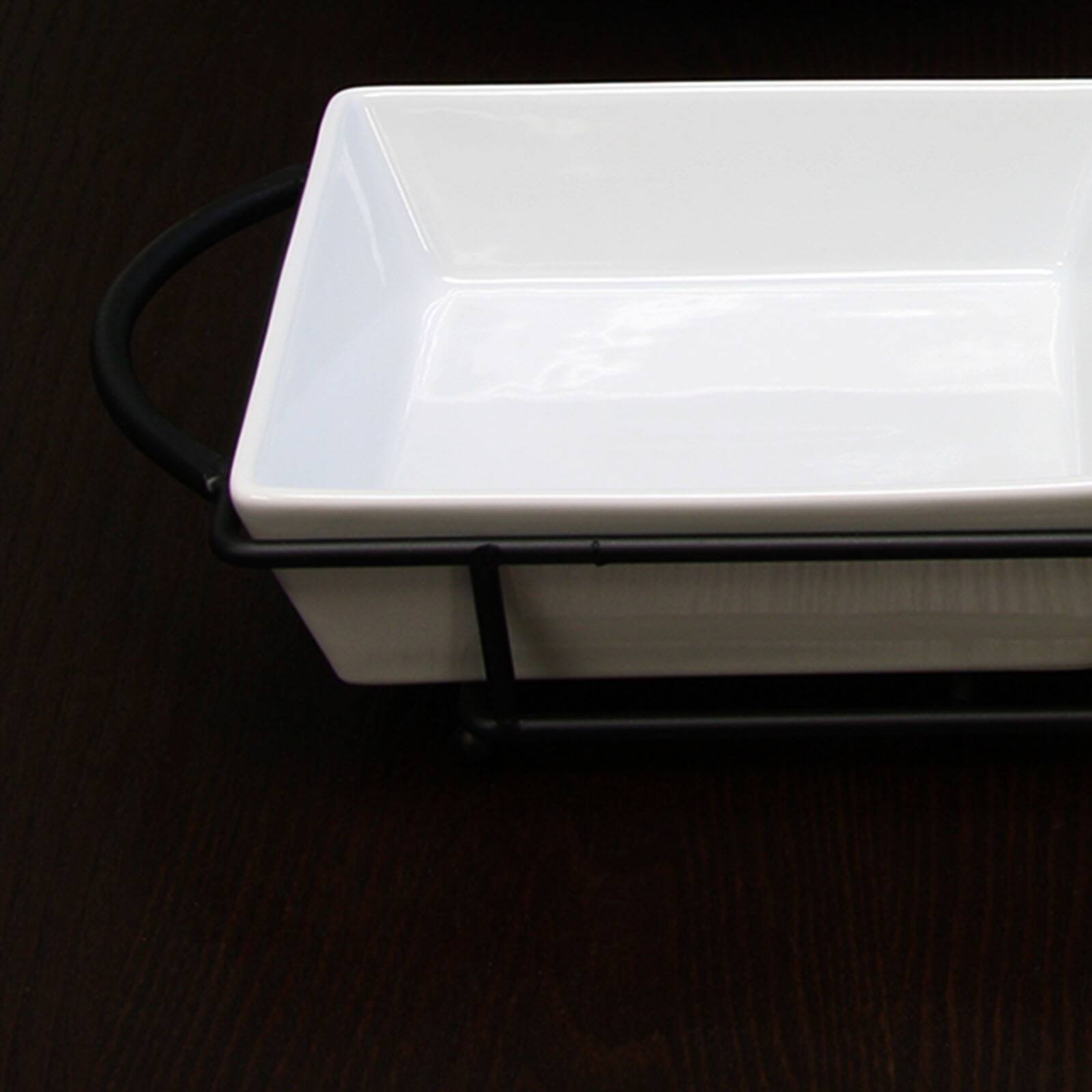 Alt View 2. Gibson - Gibson Gracious Dining 5 Piece Serving Set With Metal Rack in White Porcelain - White.