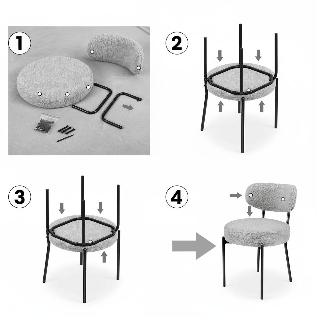 Alt View 5. AOITUN - Boucle Dining Chairs for Daily Comfort, Set of 6 with Soft Upholstered Design, Enhance Mealtime Experience with Style - Gray.