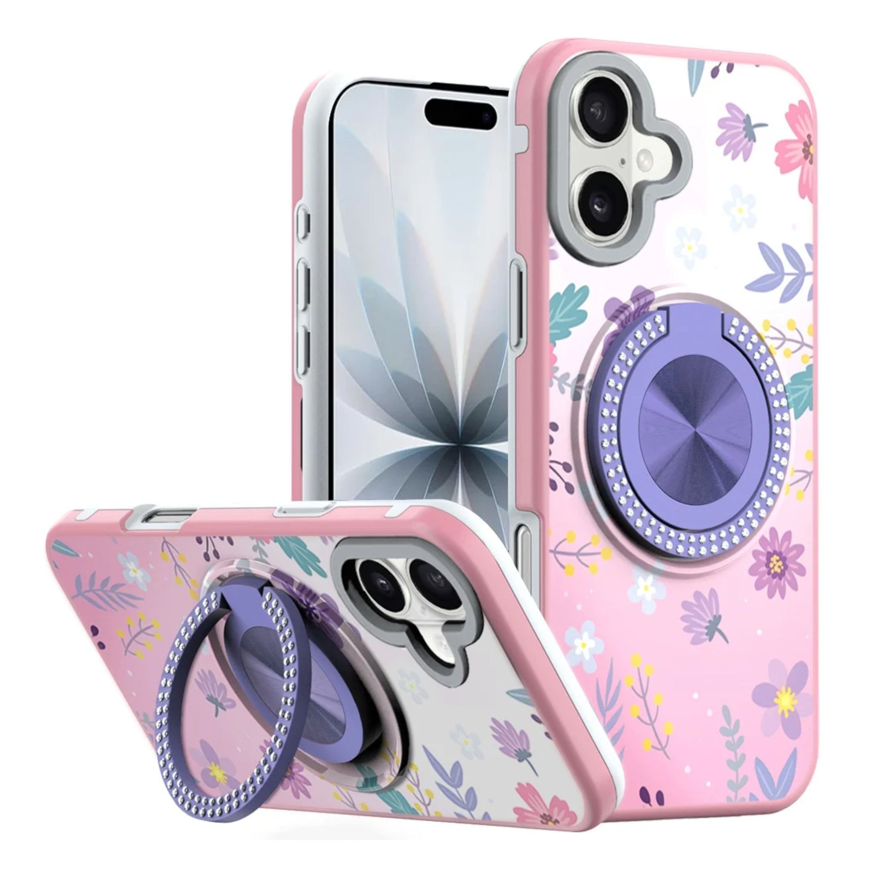 Kitcheniva - Printed Design Case With 360 Rotating Stand Tempered Glass For iPhone 17 Floral C - Multicolor price history on PriceWatchPro