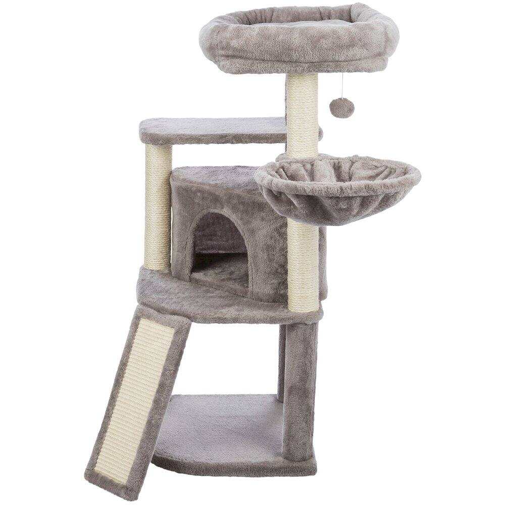 Alt View 1. TRIXIE - Adriana Plush & Sisal 3-Level 41.7" Cat Tree with Scratching Posts & Condo, Gray - Gray.