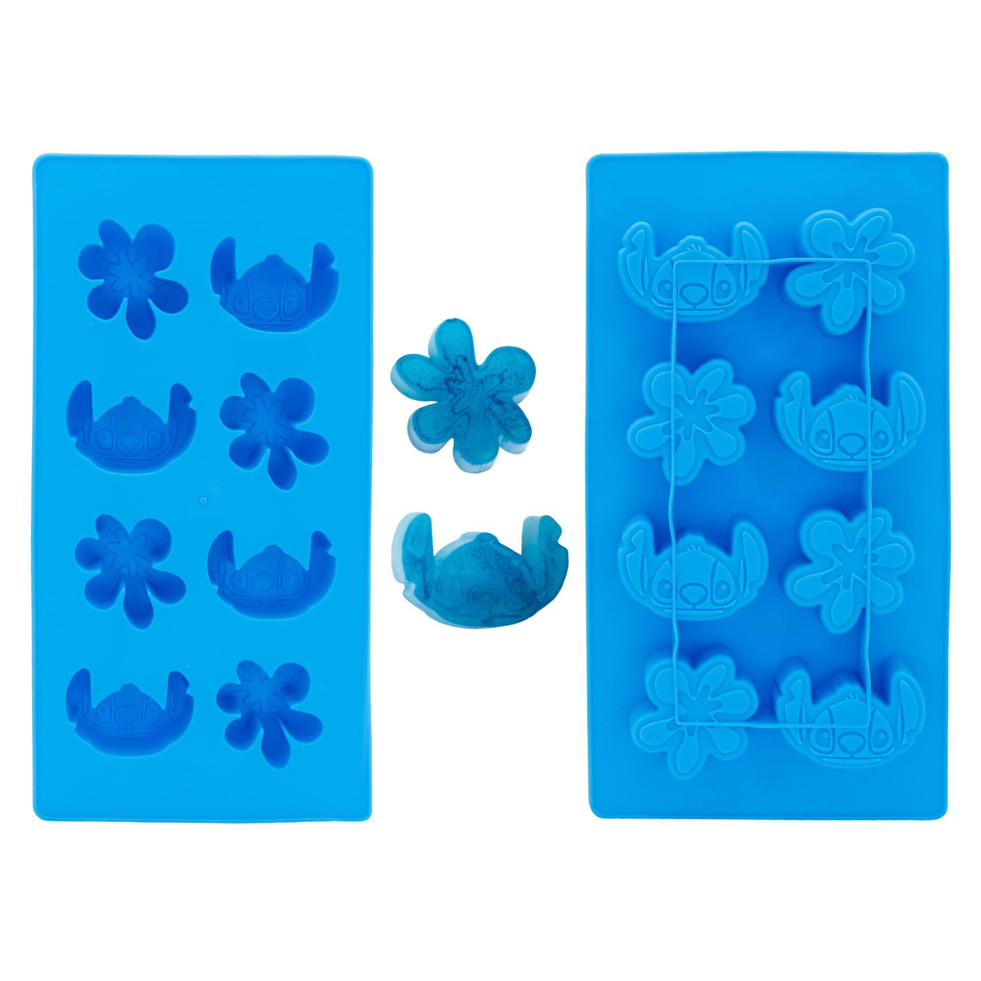 Front. Silver Buffalo - Disney Lilo & Stitch Silicone Mold Ice Cube Tray | Makes 8 Cubes - Blue.