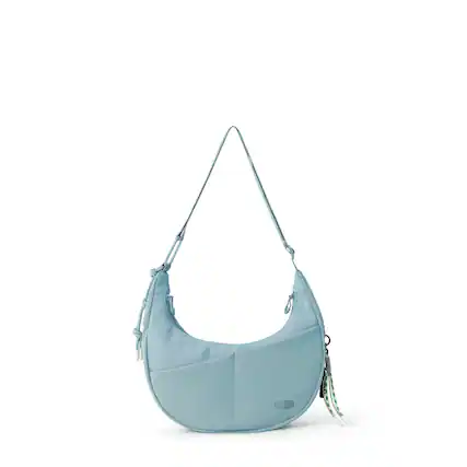 Front. Bagsmart - REIKI Expandable Hobo Bag, Water-Resistant Crossbody with Wet/Dry Compartment for Workouts & Travel - Carolina Blue.