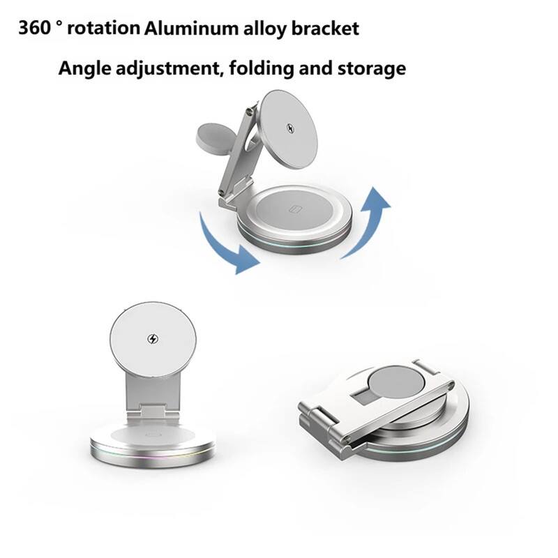 360° rotation Aluminum alloy bracket  
Angle adjustment, folding and storage