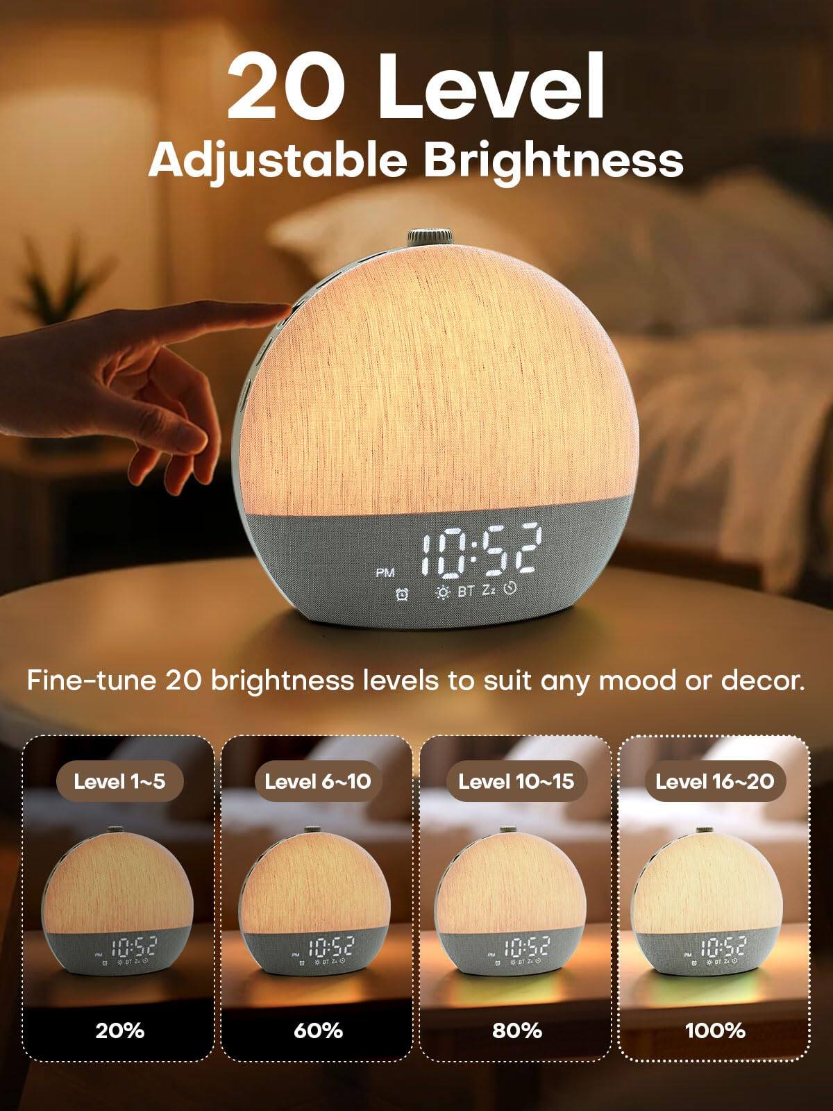 Dazzed Corner Sunrise Alarm Clock Wake Up Light, White Noise Sound