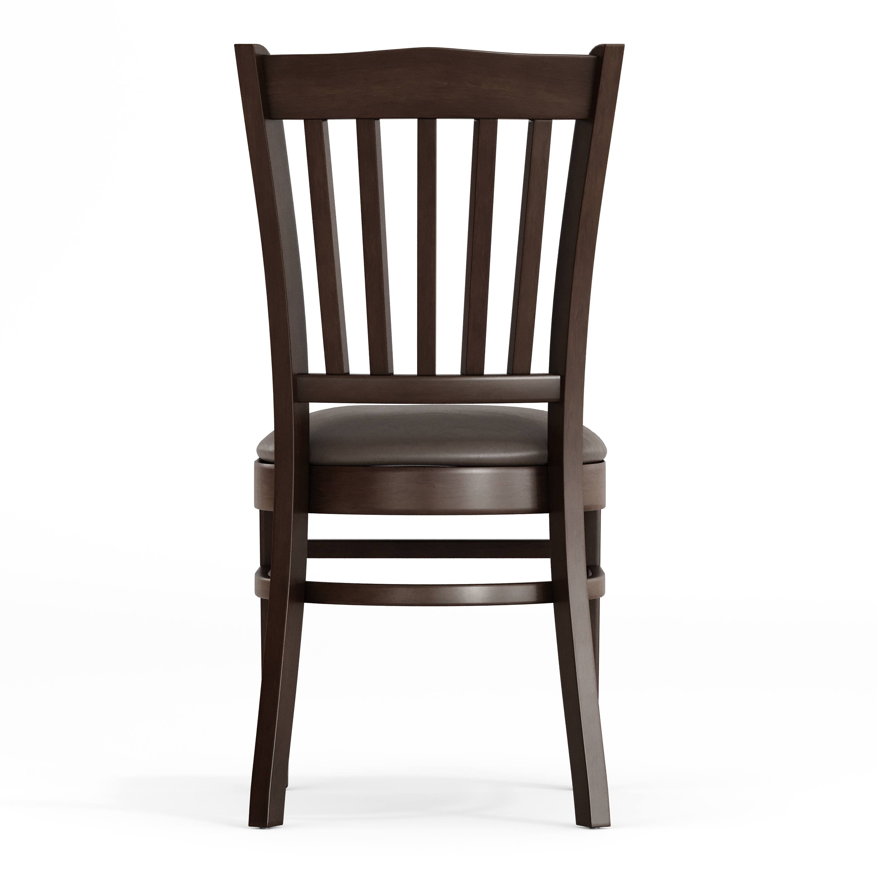 Alt View 7. Emma + Oliver - Vertical Slat Back Wooden Restaurant Dining Chair - Mocha Vinyl Seat/Walnut Wood Frame.