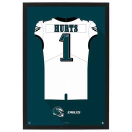 Sporticulture - Jalen Hurts Philadelphia Eagles Away Jersey Framed Art Print - White