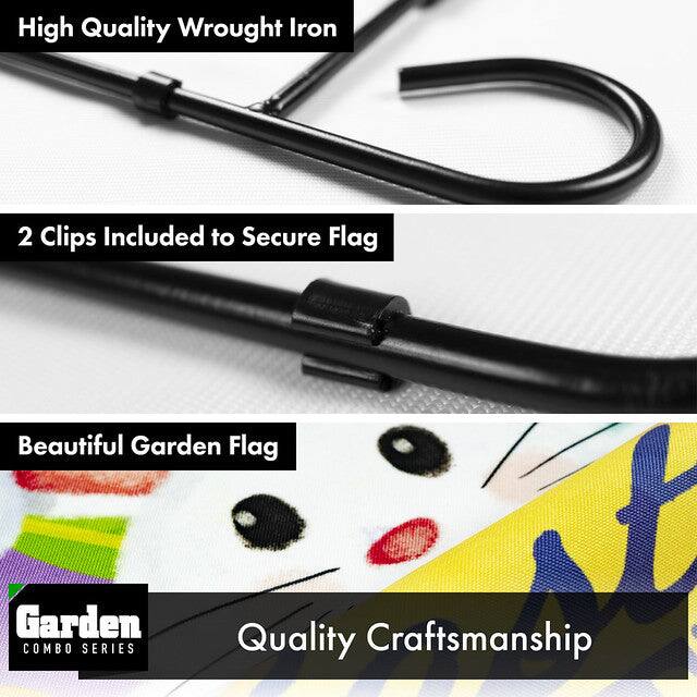 High Quality Wrought Iron  
2 Clips Included to Secure Flag  
Beautiful Garden Flag  
Quality Craftsmanship  

Garden COMBO SERIES