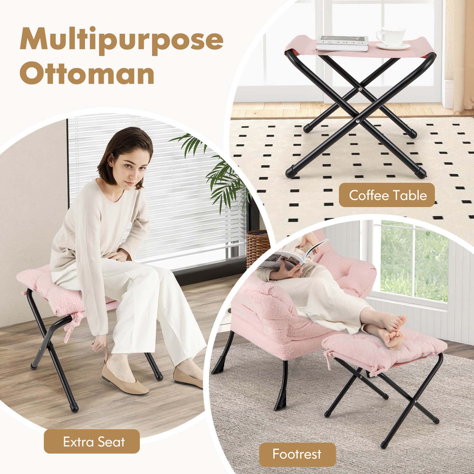 Multipurpose Ottoman Coffee Table Extra Seat Footrest