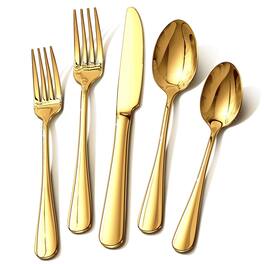 Dazzed Corner - 40 Piece Stainless Steel Flatware Set, Silverware Set for 8 - Gold