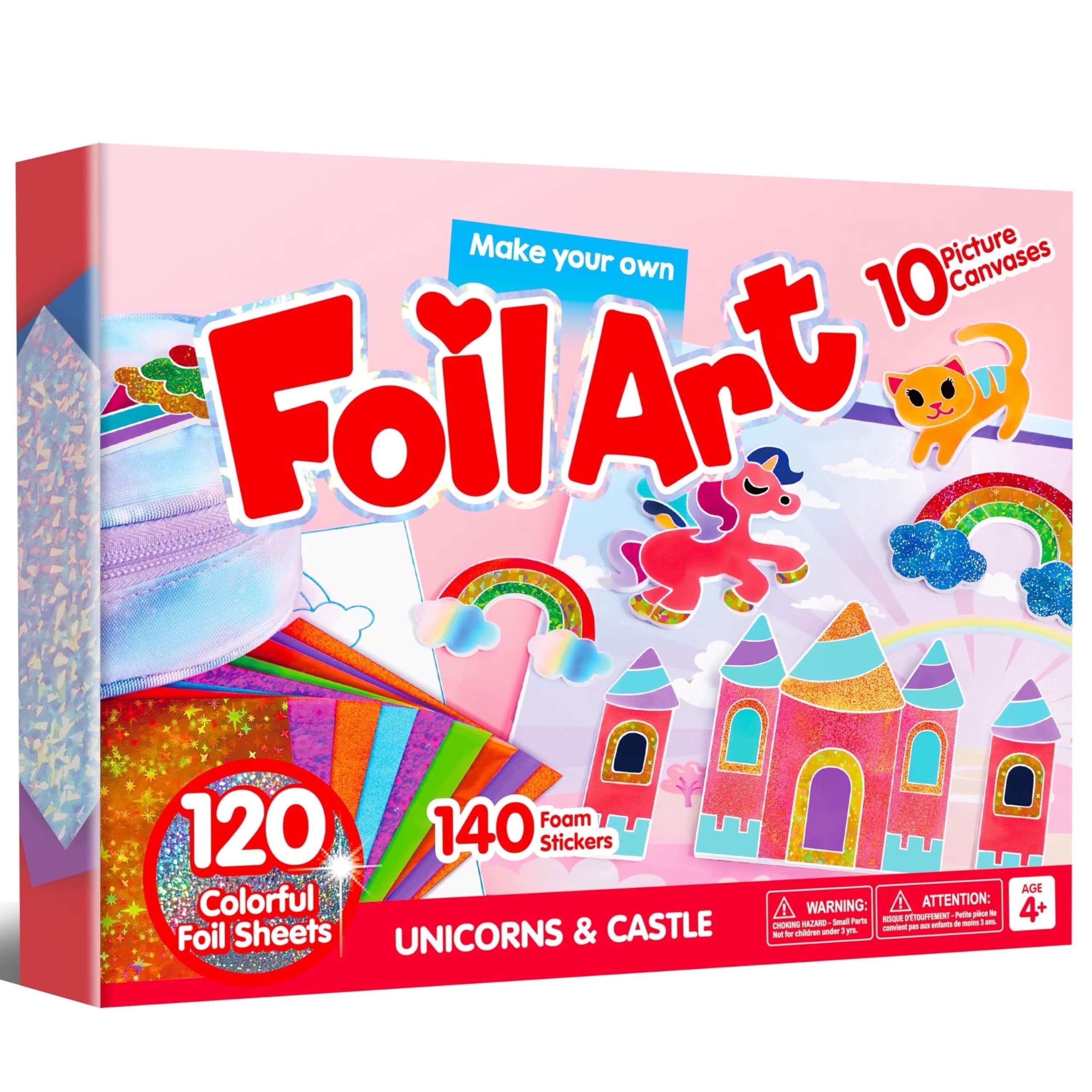 Joyfy - Fashion Foil Art Kit for Kids, Mess Free Travel Toys with Foil Foam Stickers, Christmas Birthday Gift for Boys and Girls - multicolor