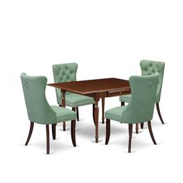 East West Furniture - 5 Piece Dinette Set Contains a Rectangle Dining Table with Dropleaf - Red