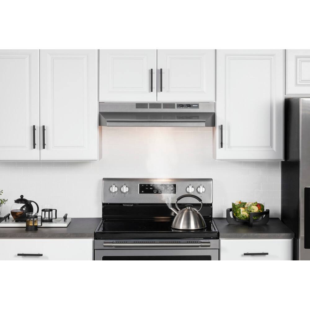 Alt View 4. Broan - Broan 24-Inch Convertible Under-Cabinet Range Hood, 230 Max Blower CFM, Stainless Finish - Stainless Steel.