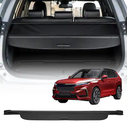 Front. VEVOR - Retractable Cargo Cover, Upgraded Carbon Fiber Texture Trunk Cover, Anti-Peeping Luggage Privacy Shield - Black.