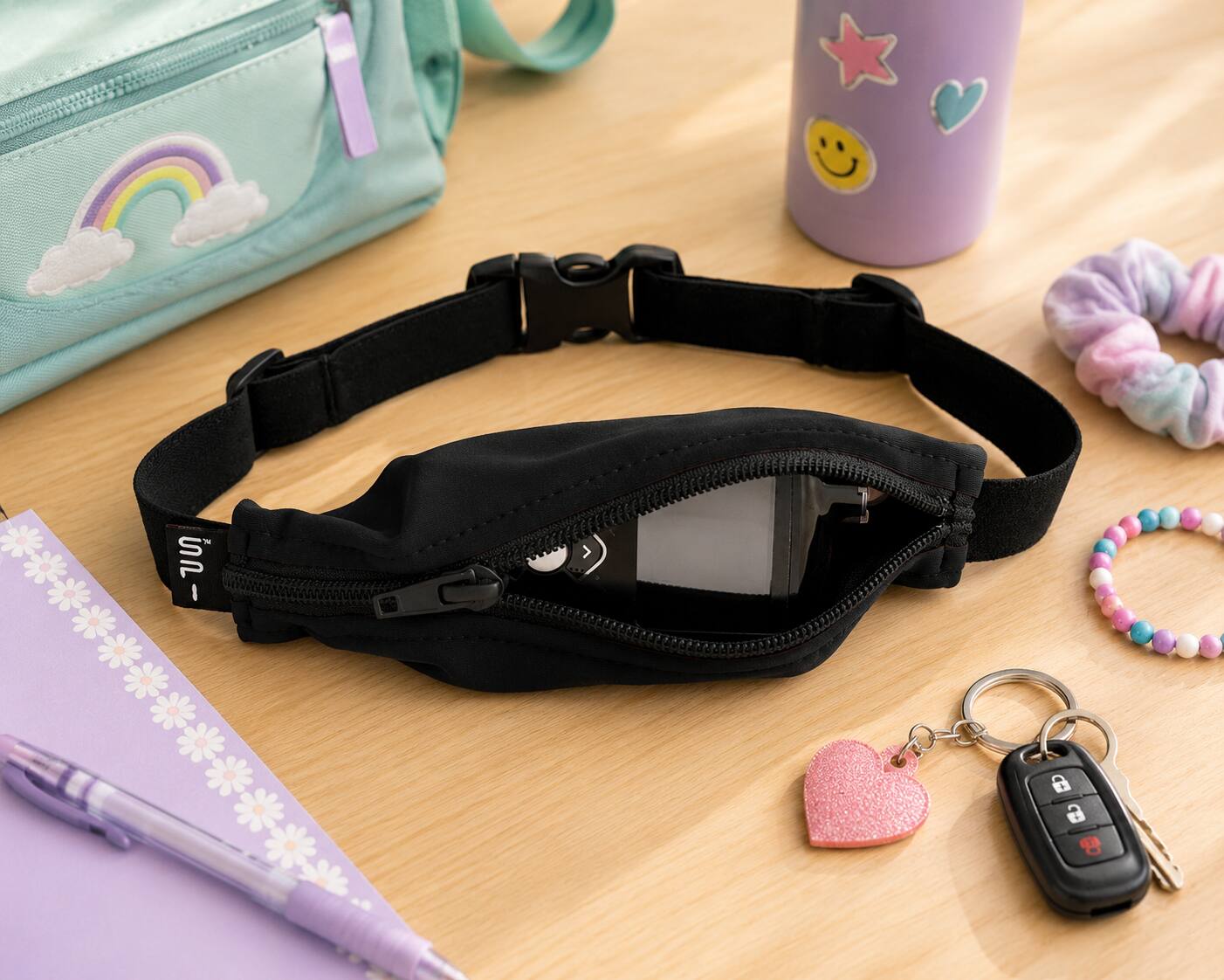 Left. SPIBelt - Children's Running Belt - Black.