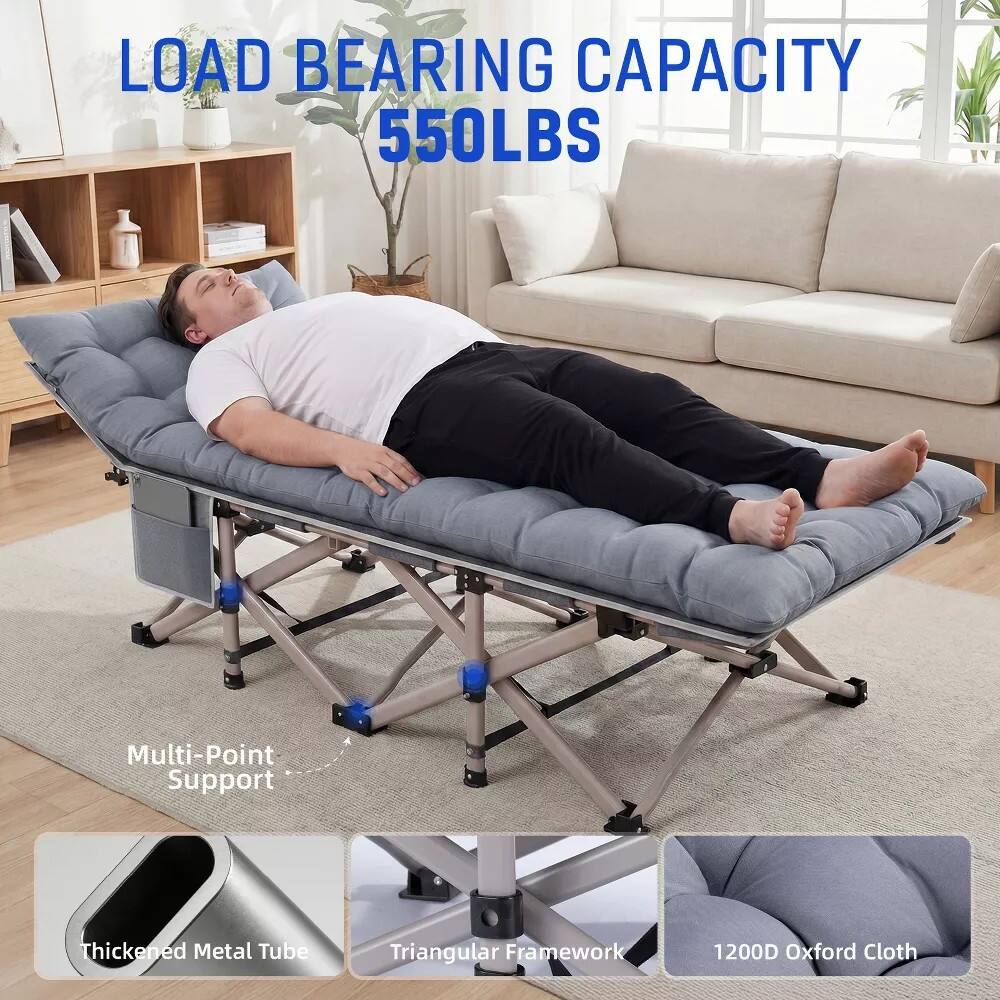 LOAD BEARING CAPACITY 550LBS

Multi-Point Support

Thickened Metal Tube

Triangular Framework

1200D Oxford Cloth