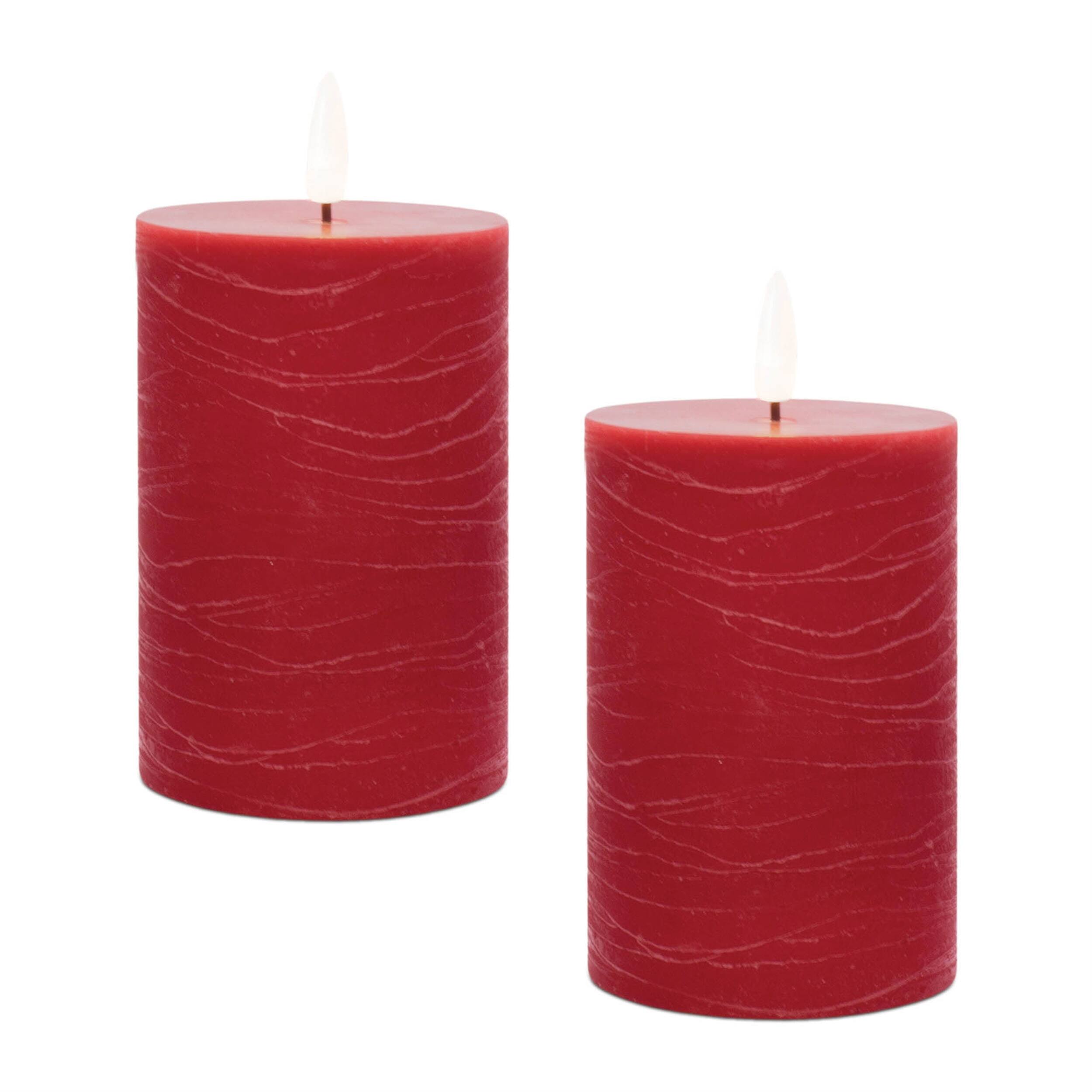 Left. BreeBe - FIA Wick Red Pillar Candle (Set of 2) - Red.