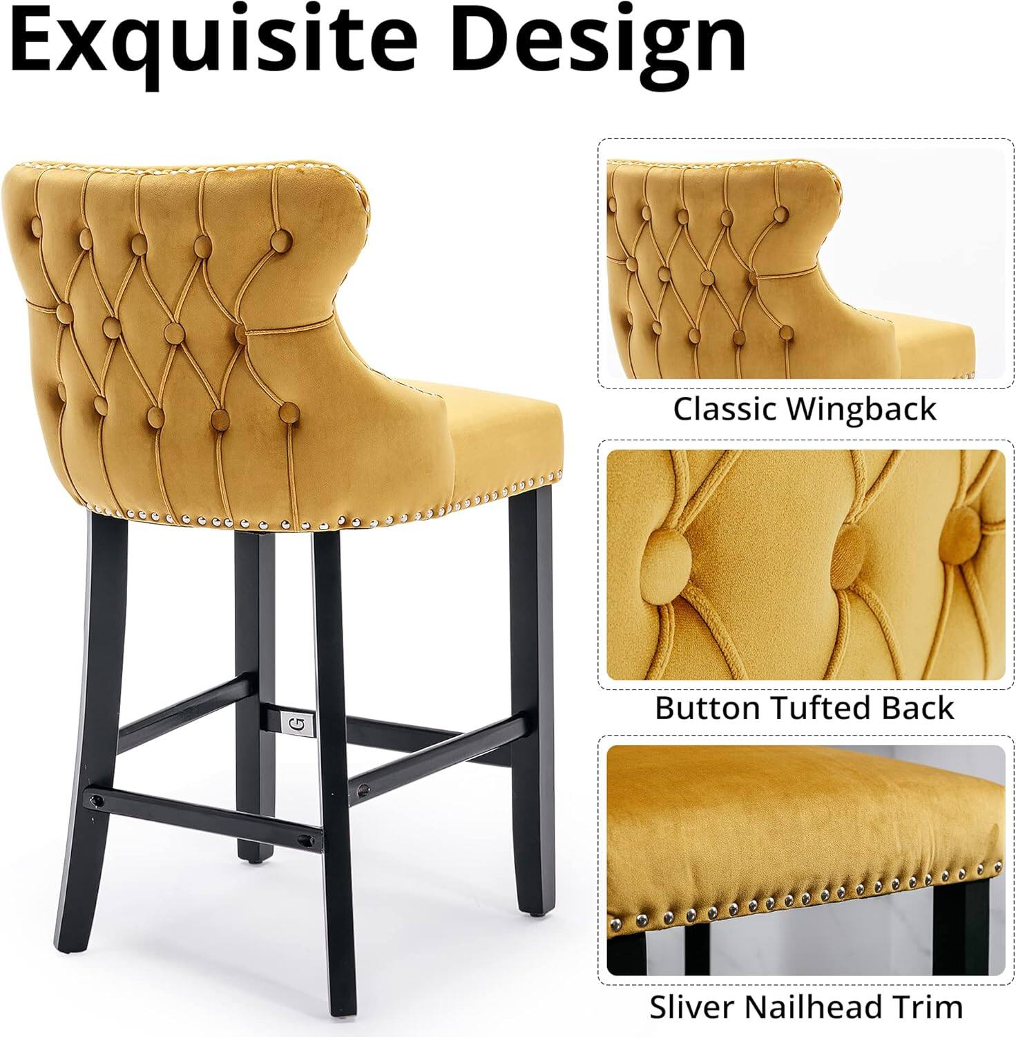Exquisite Design

- Classic Wingback
- Button Tufted Back
- Silver Nailhead Trim