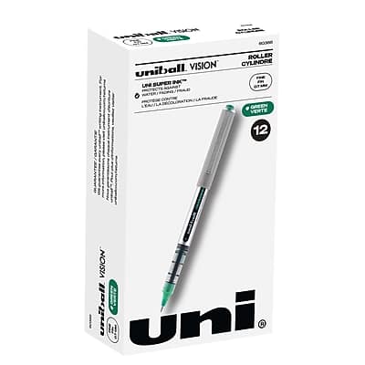 uni-ball - Vision Rollerball Pen, Fine Point, 0.7mm, 12/Pack - Green Ink