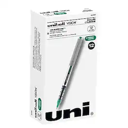 uni-ball - Vision Rollerball Pen, Fine Point, 0.7mm, 12/Pack - Green Ink