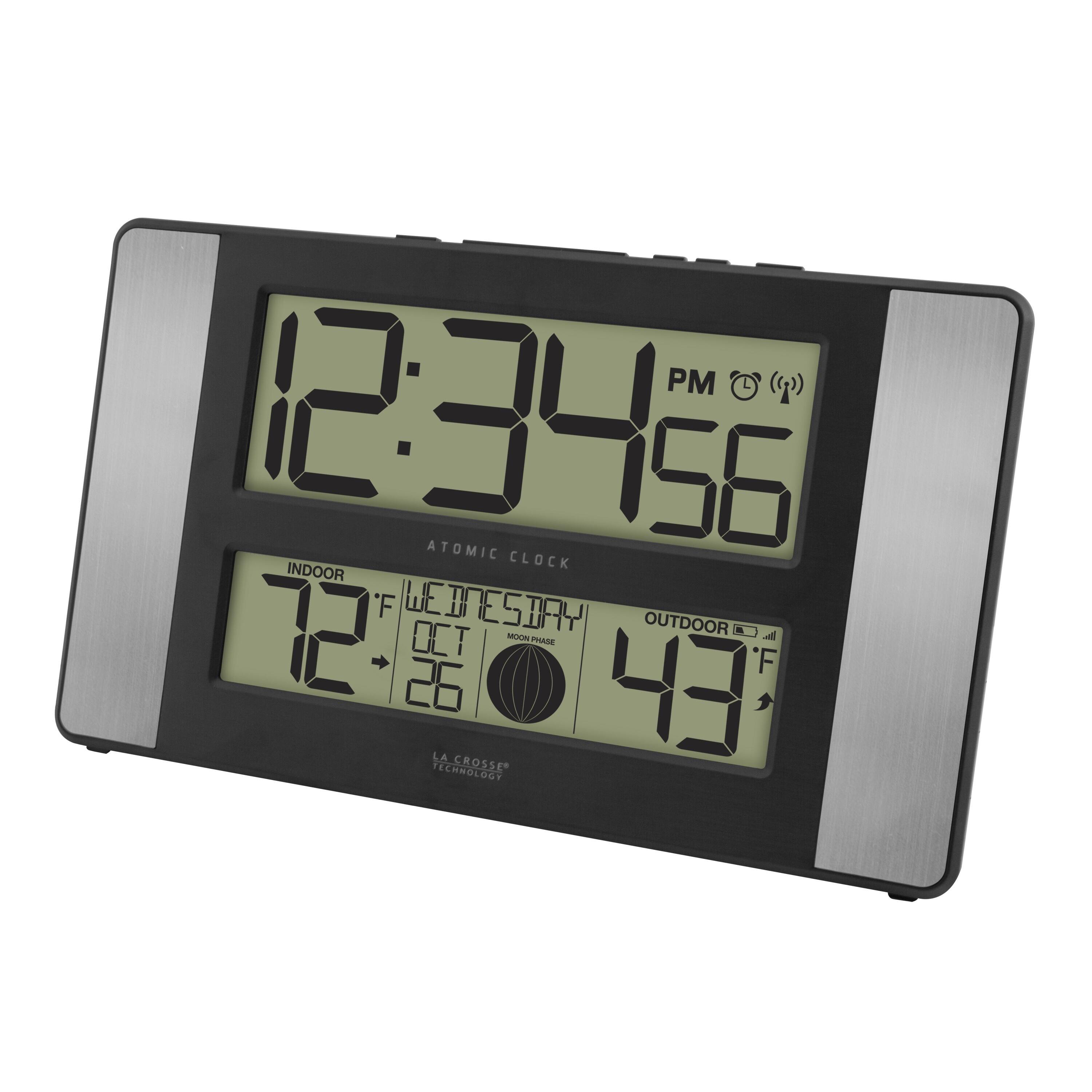 12:34:56 PM  
ATOMIC CLOCK  
INDOOR 72°F  
WEDNESDAY OCT 26  
MOON PHASE  
OUTDOOR 43°F  
LA CROSSE TECHNOLOGY