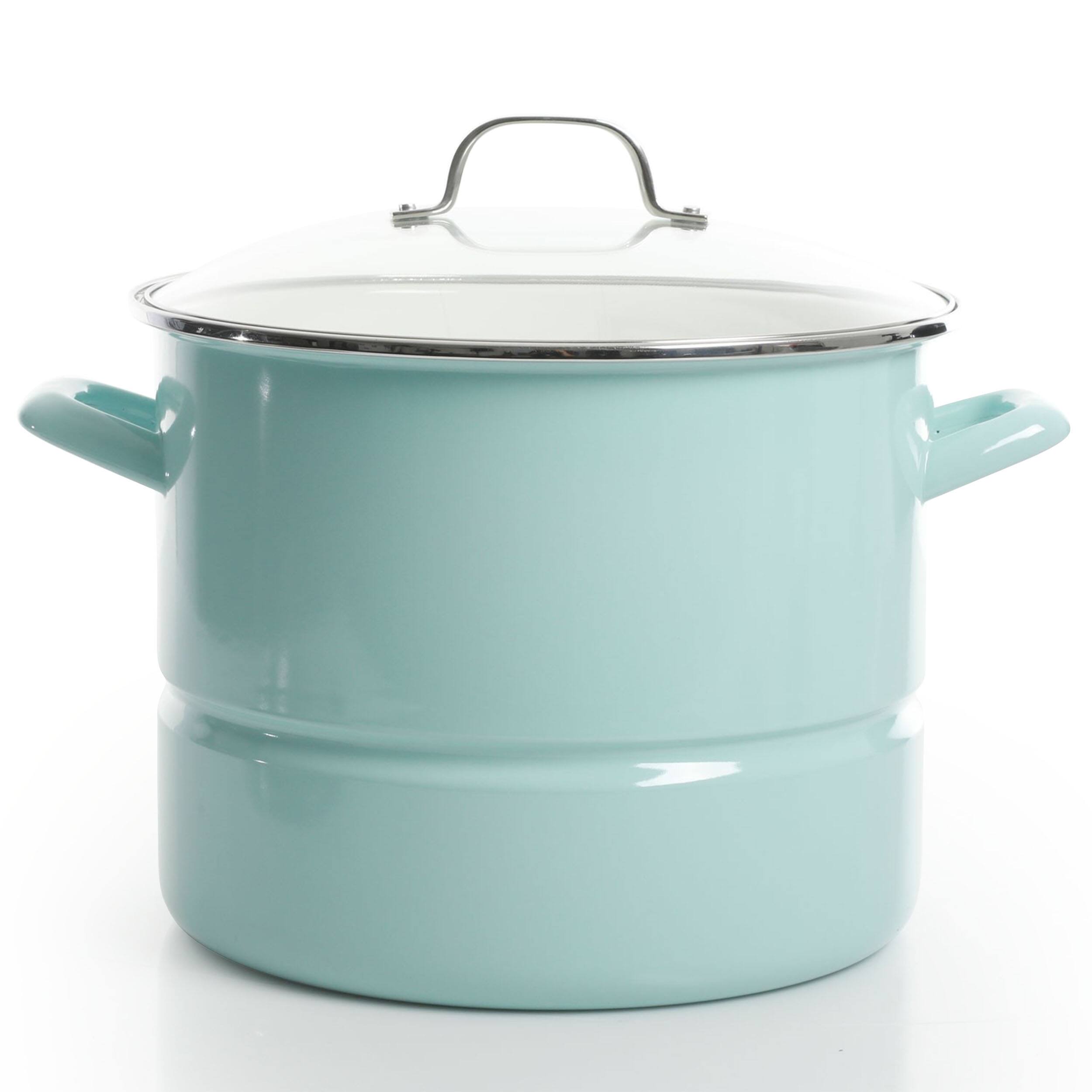 Alt View 7. Kenmore - Kenmore 16 Quart Stainless Steel Pot in Blue with Steamer Insert and Glass Lid - Blue.