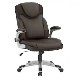Ecooso - Office Chair Ergonomic PU Leather Executive Chair with Flip-up Armrests and Rocking Function - Brown