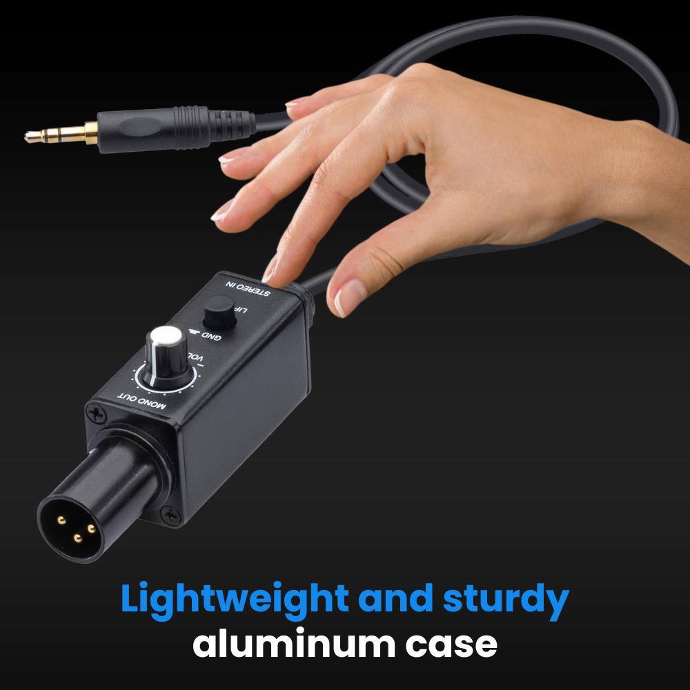 NI STEREO LIF  
GND VOL  
OUT MONO  
Lightweight and sturdy aluminum case