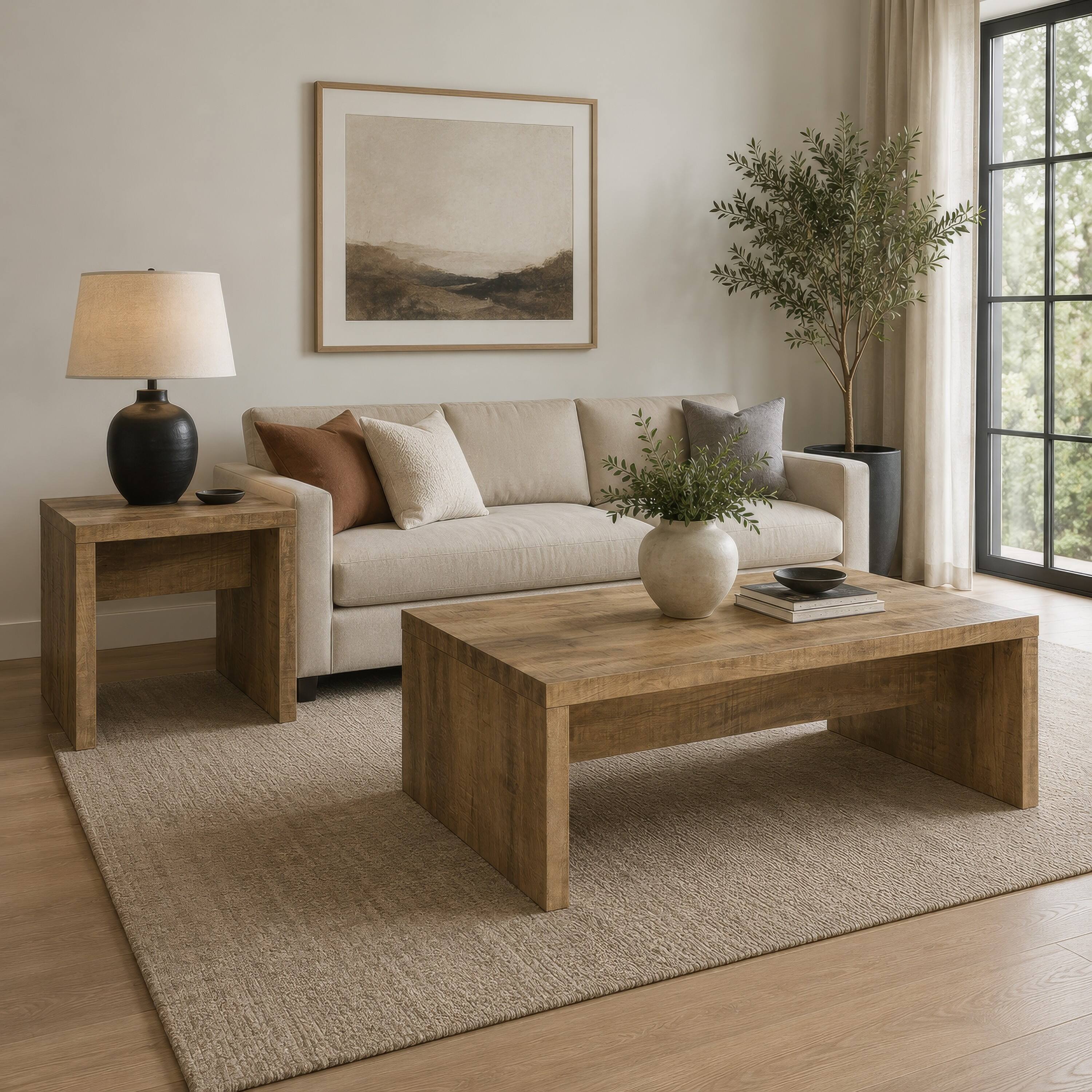 Alt View 7. Manhattan Lane - Nette 2Pc Coffee and End Table Set, Rustic Mango Finish, Wood - Mango Brown.