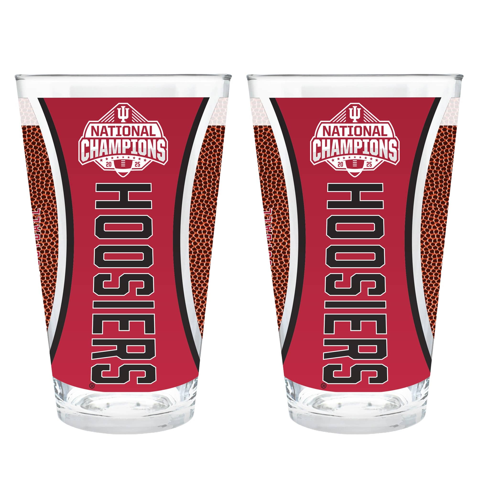 Great American Products - Indiana Hoosiers College Football Playoff 2025 National Champions Two-Piece 16oz. Pint Glass Set - Brown