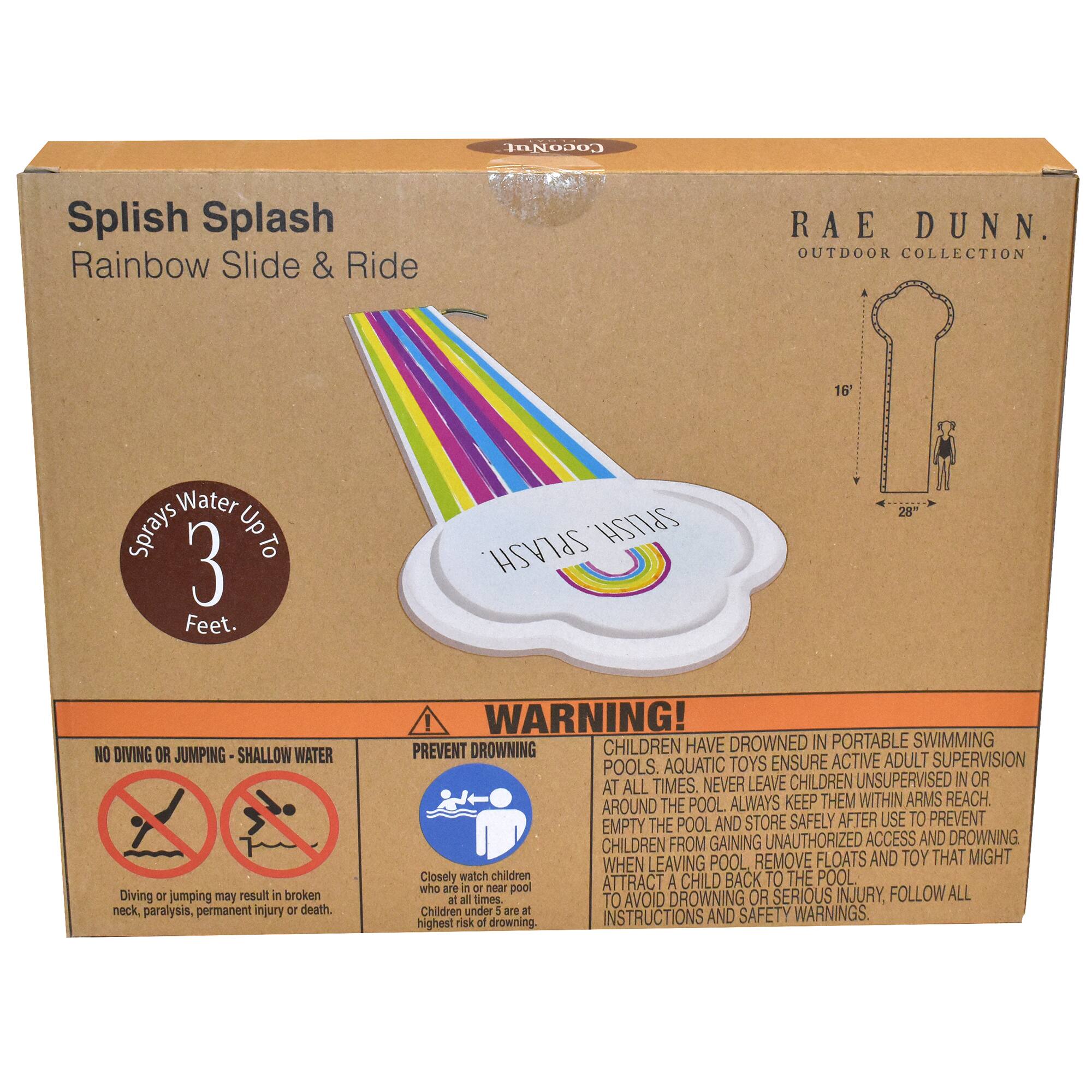 Salus Brands, LLC Rae Dunn: Splish Splash Rainbow Slide & Ride 16 Foot ...