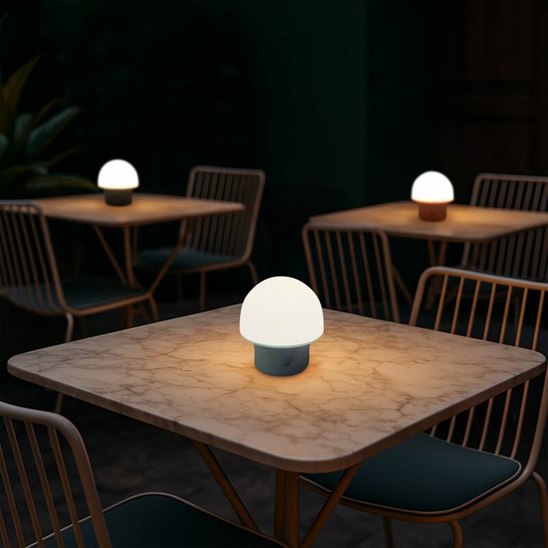 Alt View 8. Brightech - Portobello LED Modern Industrial Round Dome Dimmable Cordless Portable Indoor Outdoor Rechargeable Camping Desk Lamp - Matte Blue.